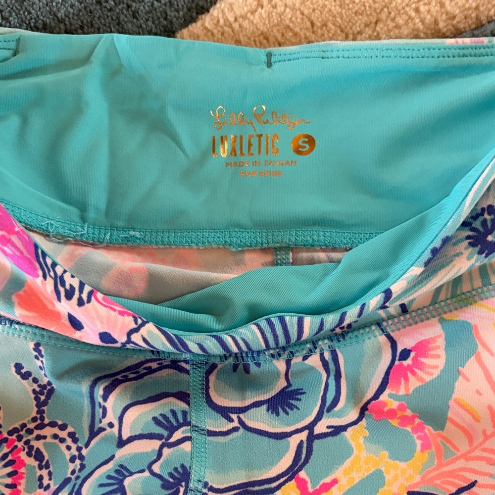 Lilly Pulitzer Aqua Floral Luxletic Swim Bottoms
